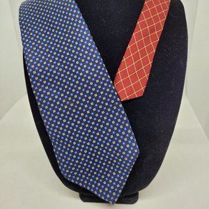 Tommy Hilfiger Blue Yellow Geometric Mens 100% Silk Tie Made in the USA